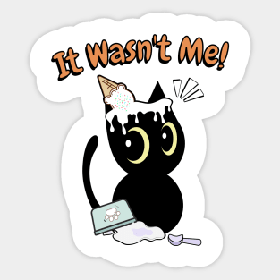 Funny black cat got caught stealing ice cream Sticker